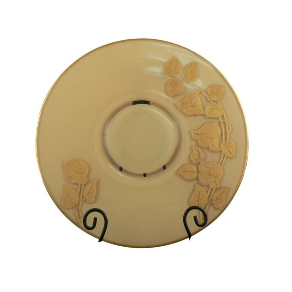 Centerpiece Charger Plate Glass Embossed Floral Border 3-D Effect back glazed - Picture 3 of 9